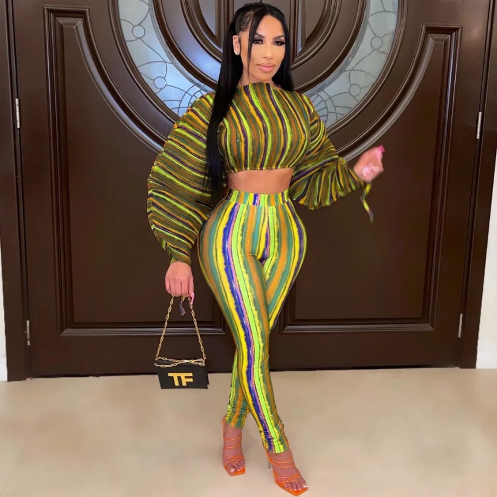 Beautiful Puffy Accordion Crop Top two piece set